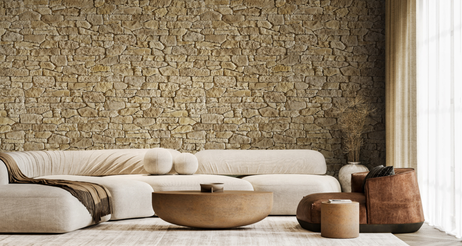 Isolation maison points clés : mur intérieur de salon avec parement décoratif ORSOL pour une ambiance chaleureuse et une meilleure isolation