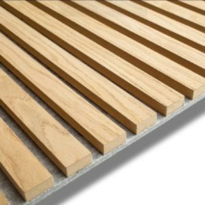 Panneau acoustique Classic en bois de chêne sur feutre gris, panneau décoratif intérieur, Panneaux Bois Décoratifs ORPA Matériaux – Elaustore.