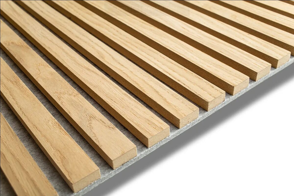 Panneau acoustique Classic en bois de chêne sur feutre gris, panneau décoratif intérieur, Panneaux Bois Décoratifs ORPA Matériaux – Elaustore.