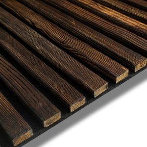 Panneau Acoustique Bois en Bois Brûlé Chocolat Noir 2780