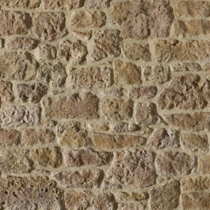 Parement Orsol Granit ton rosé en pierre reconstituée, revêtement robuste et esthétique pour façades, disponible chez Orpa Matériaux (Elaustore).